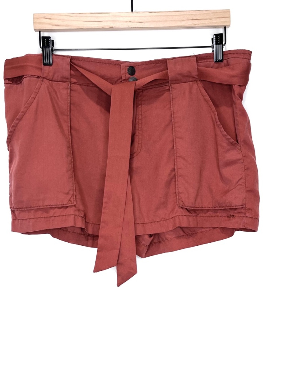Free People Drippy Tencel Cargo Shorts Mars Red